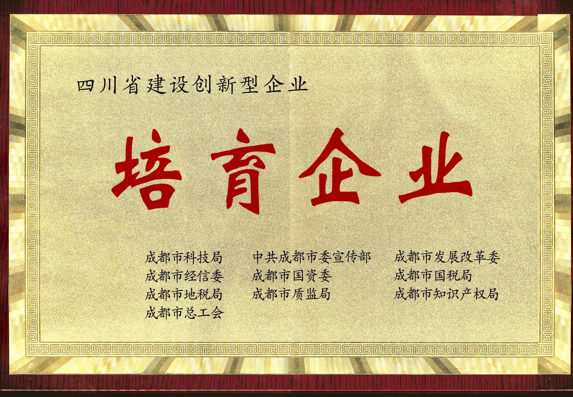四川省建设创新型企业证书